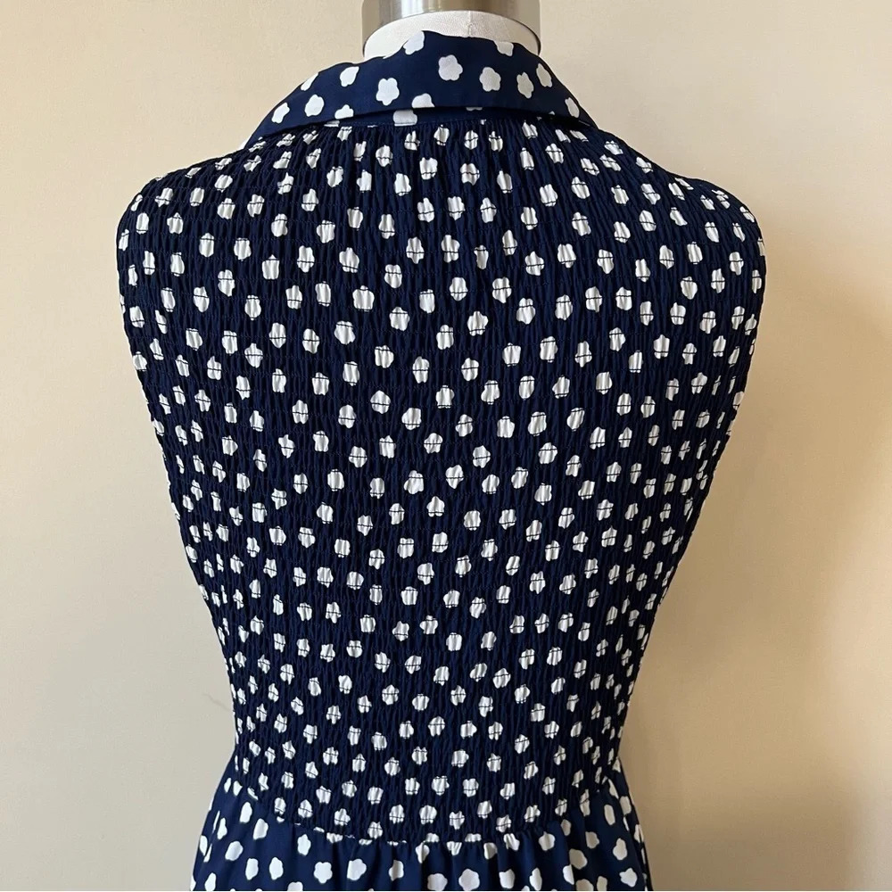Kate Spade could floral dot patterned midi sleeveless shirt dress 17229 - Picture 8 of 16